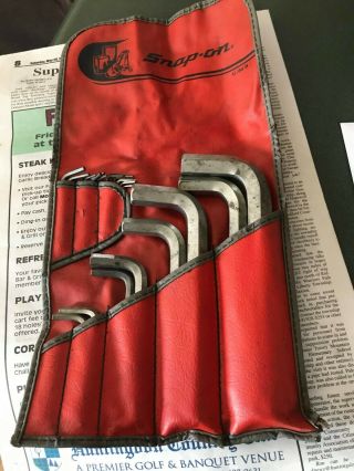 Snap - On Tools 25 Piece Sae Hex Allen Wrench Set With Vintage Red Pouch C - 84 B