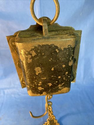 FRARY ' S Family Antique Vintage Brass & Cast Iron Hanging Scale Spring Balance 3