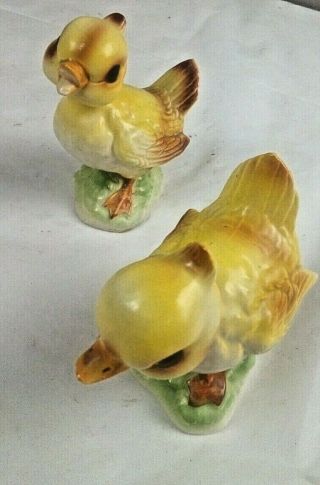 2 Vintage Ducklings Porcelain Duck Figurines,  Japan