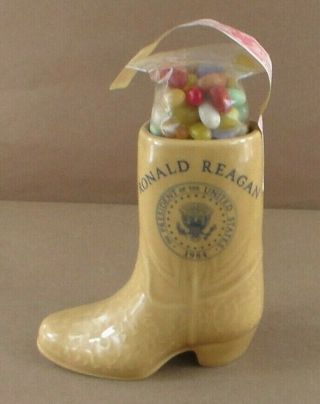 Ronald Reagan 1984 Presidential Ceramic Cowboy Boot 5.  5 " Tall Jelly Beans