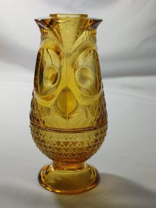 Vintage Viking Glass Amber Owl Fairy Courting Candle Lamp Tea Light