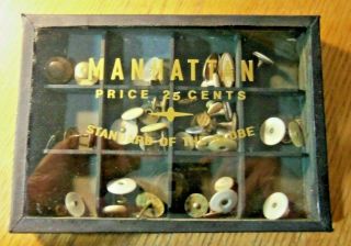 Antique Advertising Counter Top General Store Display Case Collar Studs