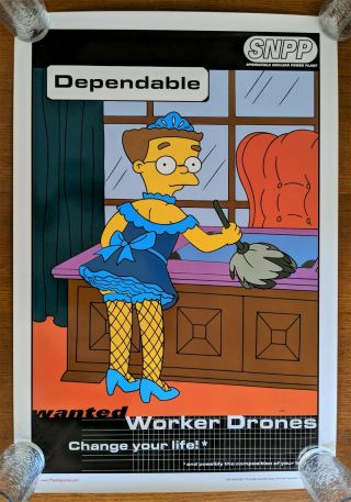 The Simpsons Springfield Nuclear Power Plant Maid Smithers Vintage 2000 Poster