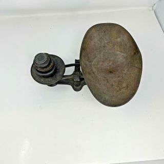 Antique Cast Iron Balance Scale W/ 4 Weights And Scoop