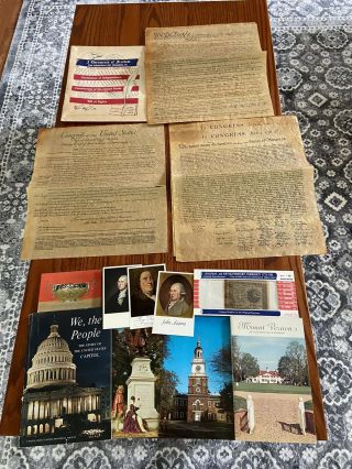 Declaration Of Independence (3),  Bill Of Rights,  Constitution,  Books & Postcards
