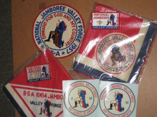 Boy Scout 1957 & 1964 National Jamboree Neckerchiefs Patches & Stickers