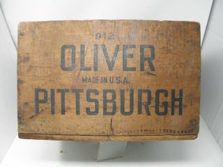 Antique Oliver Wood Box Crate Factory Stamping