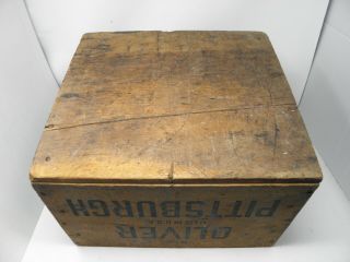 ANTIQUE OLIVER Wood Box Crate FACTORY Stamping 3