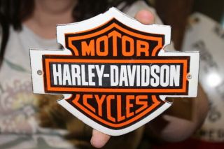 Harley Davidson Motorcycle Gas Oil Porcelain Metal Sign