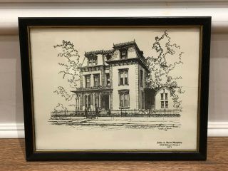 Evansville Indiana Reitz Mansion House Art Print Jerry Baum 1971 Picture Drawing