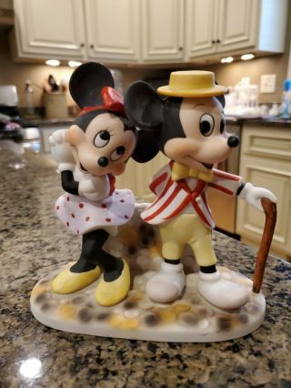Walt Disney Production Mickey And Minnie Mouse Porcelain Figurine - Vintage