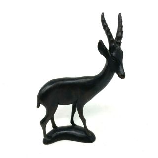 Hand Carved Dark Brown Wood Wooden Gazelle Animal Figure Figurine 10 H X 5.  5 W
