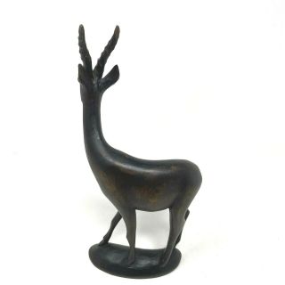 Hand Carved Dark Brown Wood Wooden Gazelle Animal Figure Figurine 10 H x 5.  5 W 3