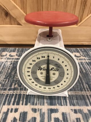 Vintage Way - Rite Household Kitchen Scale 25 - Lb Capacity Red White