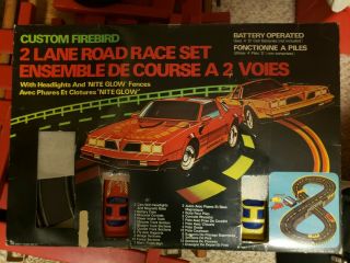 Vintage 1985 Speed Firebird Road Race Set Slot Car Battery Operated Track