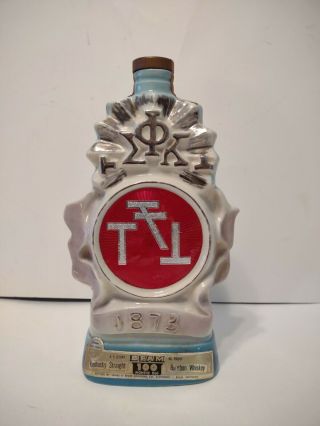 Vintage Jim Beam Phi Sigma Kappa 100 Years 1873 - 1973 Liquor Bottle