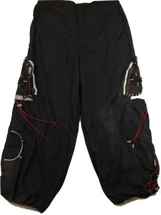 Macgear M Pants Black Red Gray Polyester Vintage Size 38 (a76)