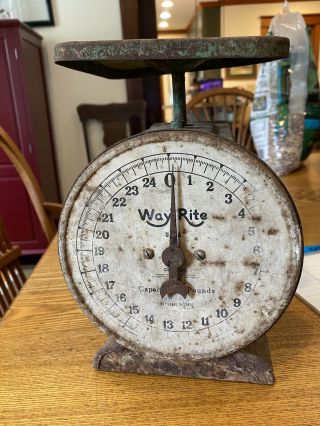 Vintage Way Rite Kitchen Household Scale 25 Lb.  Capacity Made In Chicago Usa