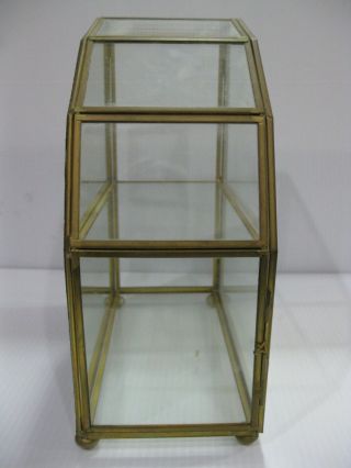 Vintage Brass & Glass Mirrored Back Display Case 9 1/4 