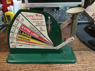 Vintage Old Antique Green Jiffy Way Egg Weighing Scale Farm Kitchen Primitive