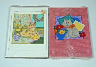 Current Cat Note Cards And Envelopes 1986 & 1984 Nos 9 Cards In Total