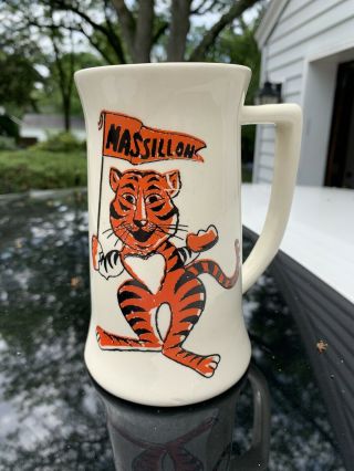 Vintage Massillon Tigers Ceramic Mug Flagon Stein Massillon Ohio 1960’s - 1970’s
