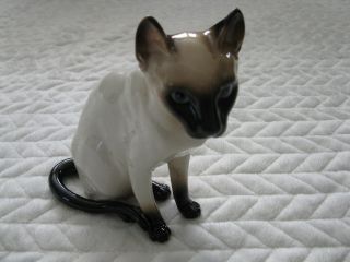 Vintage Seal Point Siamese Cat Figurine - - 6 " High - - Made In Japan