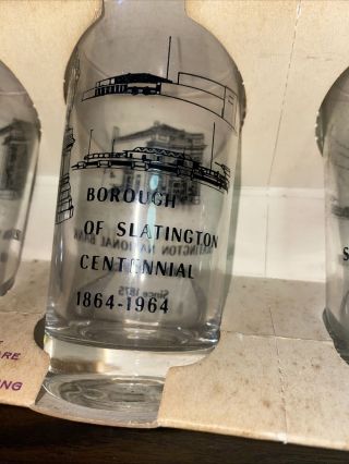 1964 Vintage Slatington (pa) Centennial Set Of 4 Drinking Glasses 1864 - 1964 Nos