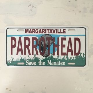 Vintage Aluminum Vanity Car License Plate Parrothead Margaritaville Save Manatee