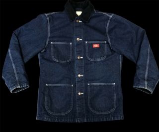 Vintage 90s Dickies Blanket Lined Chore Coat Denim Jacket Usa Men 