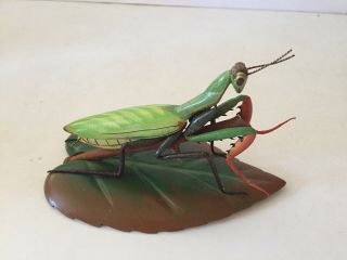 Wooden Hand Carved And Hand Painted Bug,  Praying Mantis