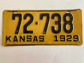 1929 Kansas License Plate 100 All Paint