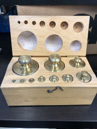 Vintage Postal Scale Brass Weights And Measures Set