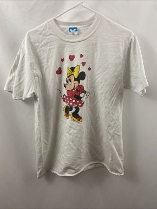 Vintage Walt Disney Minnie Mouse Hearts Love Womens Size Large 80’s T Shirt
