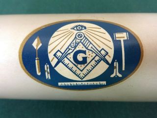 Vintage Masonic Apron Tube Silver Metal W/ Blue Mason Logo 20 " X 2 " Empty Secret