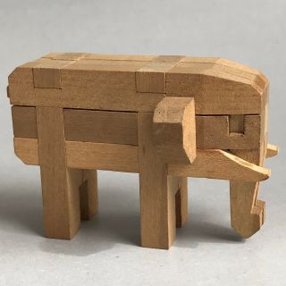 Vintage Handcrafted Wooden Elephant Japan Toy Figurine 3.  5x2.  25” Home Ornament