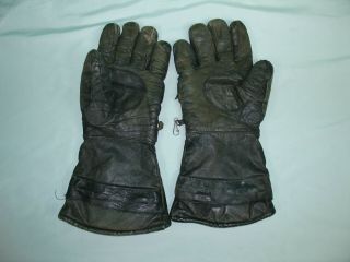 Vintage Mens Black Leather Gauntlet Motorcycle Gloves Asis L/xl Biker Riding
