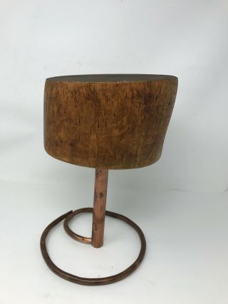 Antique Wooden Hat Form Mold Marked Grand 1085 21 1/2 W/copper Stand 12 " Tall