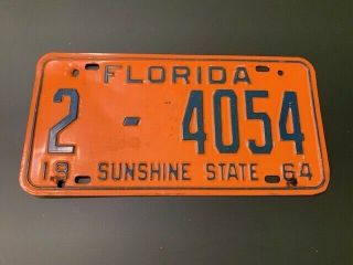 1964 Florida Automobile License Plate County 2 In