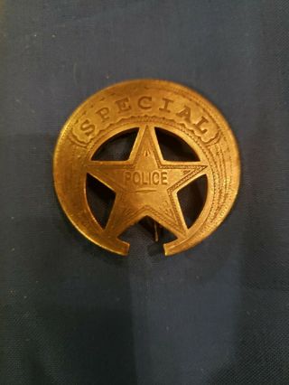 Vintage 5 Pointed " Special Police " Badge Metal Pin Antique Old