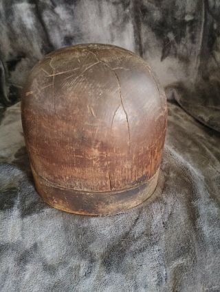 Antique Millinery Wood Hat / Cap Block Mold Form Oval 21.  5