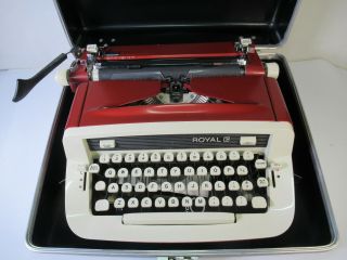 1970s Royal Custom Ii Select - A - Type Red Typewriter W/ Case