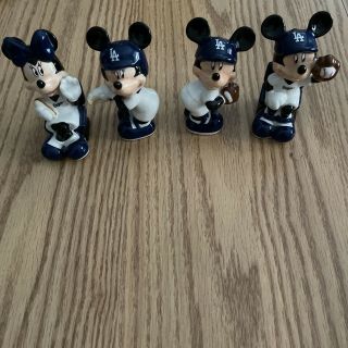 Los Angeles Dodgers Mickey & Minnie Salt And Pepper Shakers Htf Official Disney
