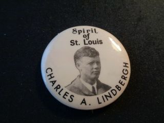 Vintage Spirit Of St Louis Charles A Lindbergh Commemorative Button Pinback 1927