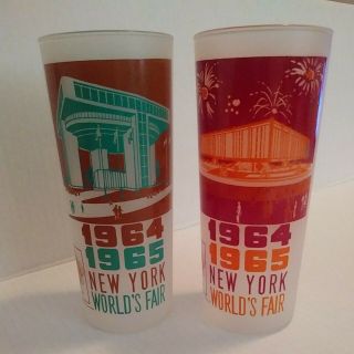 Vintage 1964 - 1965 York Worlds Fair Glasses - Set Of 2