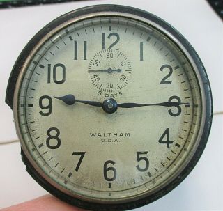 Antique Circa 1919 Waltham 8 Days 7 Jewels Auto Dash Clock