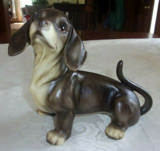 Vintage Large 7 1/2 " X 8 1/2 " Ceramic Dog Dashound Puppy