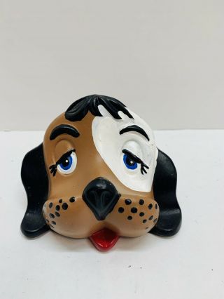 Vintage Arnels Ceramic Dog Eyeglass Holder Brown Black Handpainted