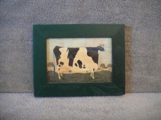 Warren Kimble Cow Picture,  Green Frame,  Rustic,  Country,  Gc