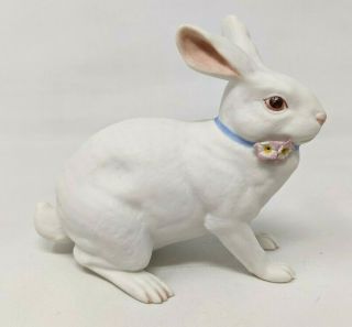 Vtg Mcm Boehm White Bisque Porcelain Bunny Rabbit Flower Easter Figurine Pr21